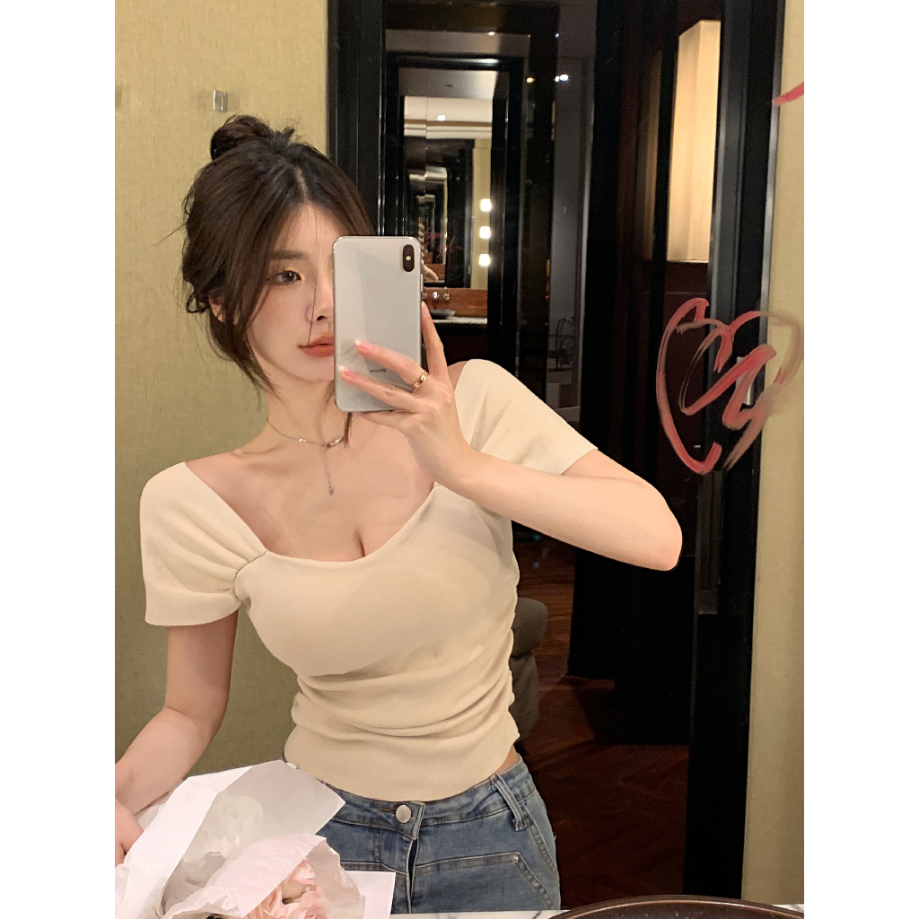 Cocory vn Áo Dệt Kim Hai Dây Có Đệm Ngực Gợi Cảm Cho Nữ