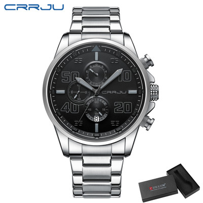 Đồng Hồ Quartz CRRJU Đa Năng Chất Liệu Thép Không Gỉ 2307
