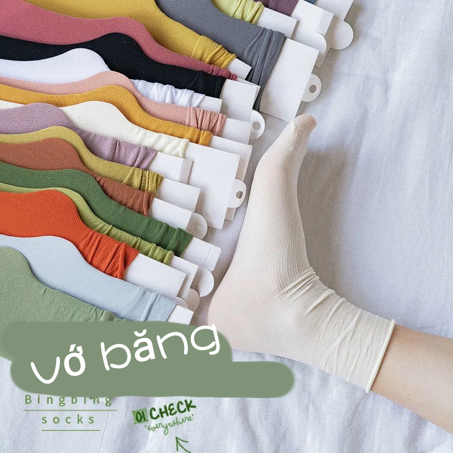 One more shoes⭐Vớ Dài Trung Bình Bằng Lụa Lạnh Mỏng Màu Trơn Cho Nữ