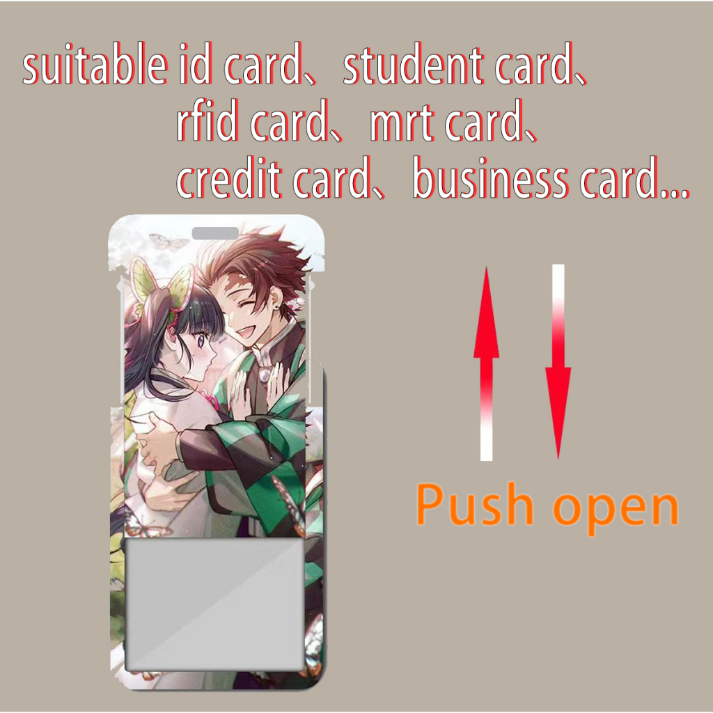 Set 5 Ví Đựng Thẻ ID Họa Tiết Anime Demon Slayer Chống Thấm Nước Giá Đỡ