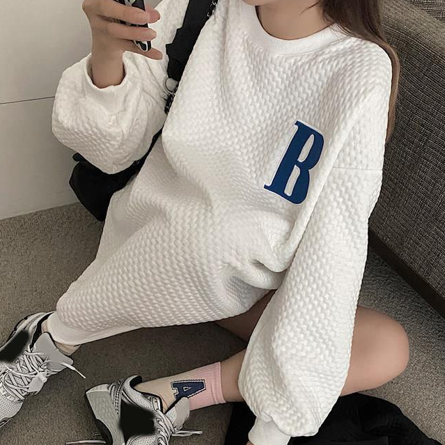 COZOK Áo sweater Tay Dài Dáng Rộng Phong Cách Thời Trang Hàn Quốc