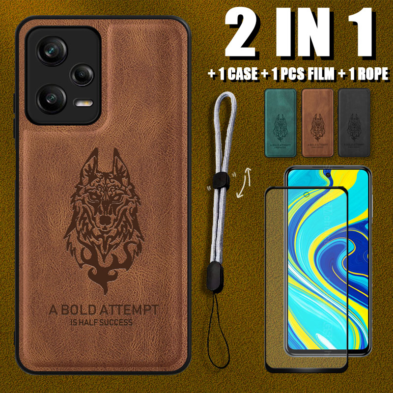 Bao Da Điện Thoại Họa Tiết Sói Sang Trọng Có Thể Điều Chỉnh Và Dây Đeo Cho Redmi Note 12 Pro 5G 2 Trong 1