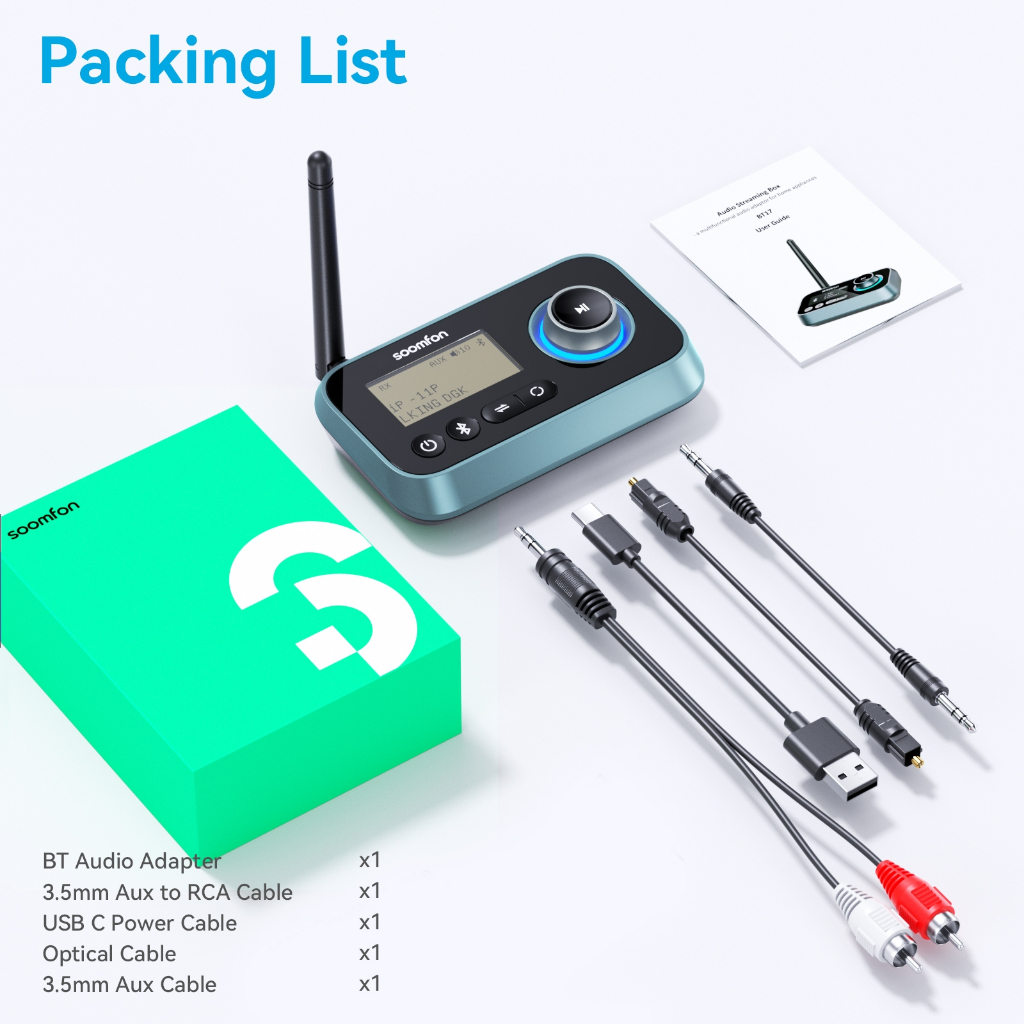 Thiết Bị Nhận Tín Hiệu thu phát Bluetooth 5.0 AUX RCA 2 Trong 1 Kèm Dây Cáp Quang 3.5mm Cho TV loa tai nghe