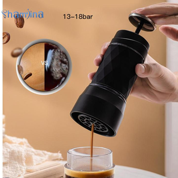 Máy pha cà phê espresso shamjina 120ml mini bằng tay màu trắng tiện dụng mang theo du lịch dã ngoại ngoài trời