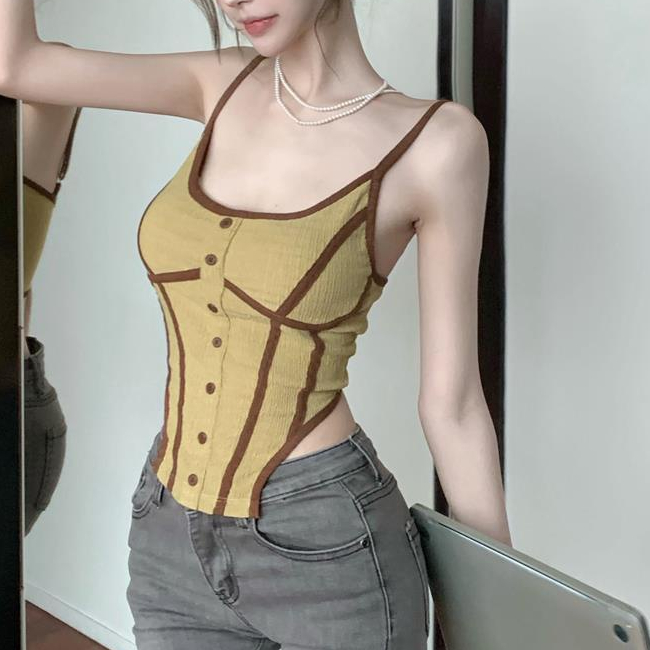 COZOK Áo tank top Sát Nách Kiểu Xương Cá Thời Trang Quyến Rũ