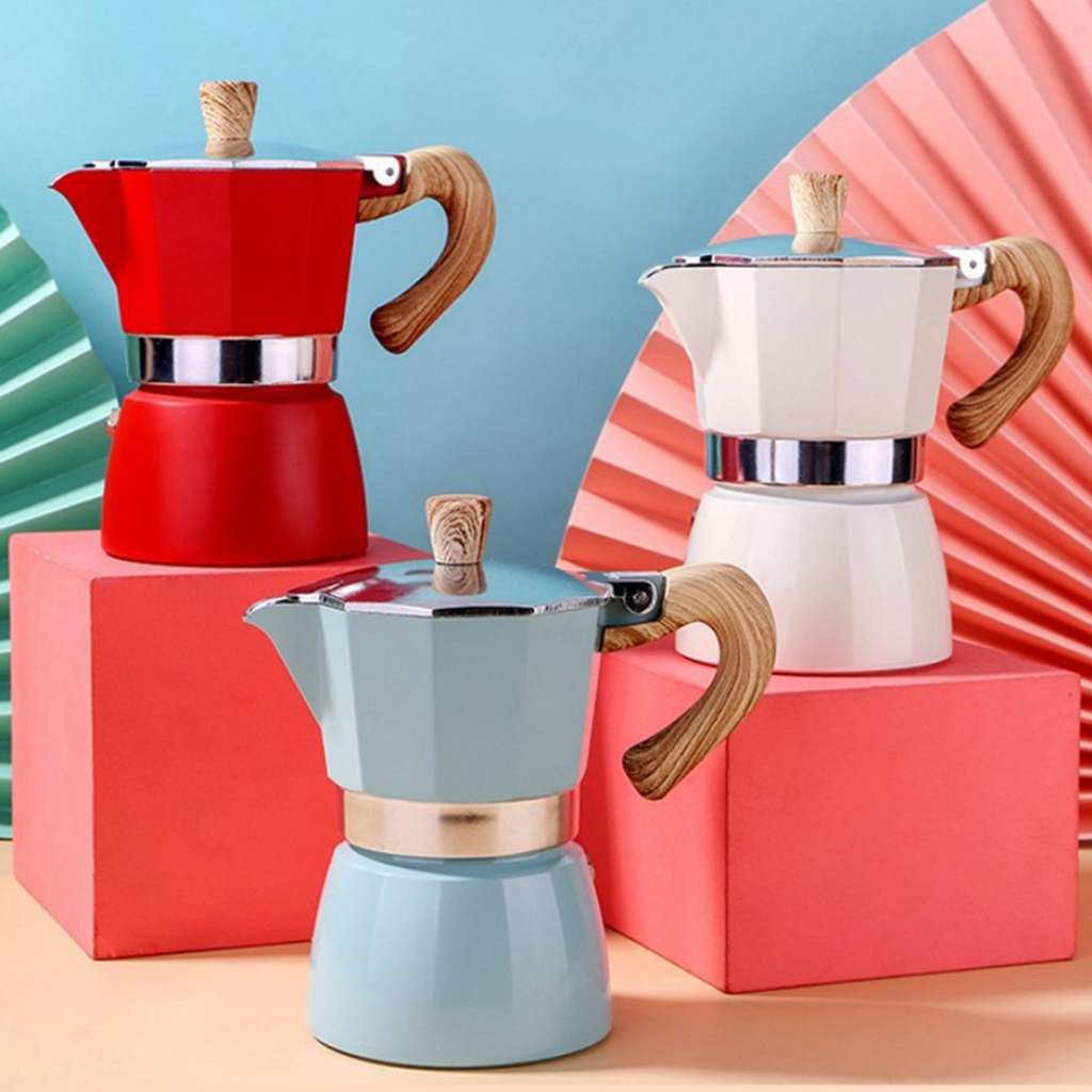 Shamjina 150ml/300ml Moka Pot của Ý Bình pha cà phê châu Âu Bình pha cà phê hình bát giác kiểu Thổ Nhĩ Kỳ
