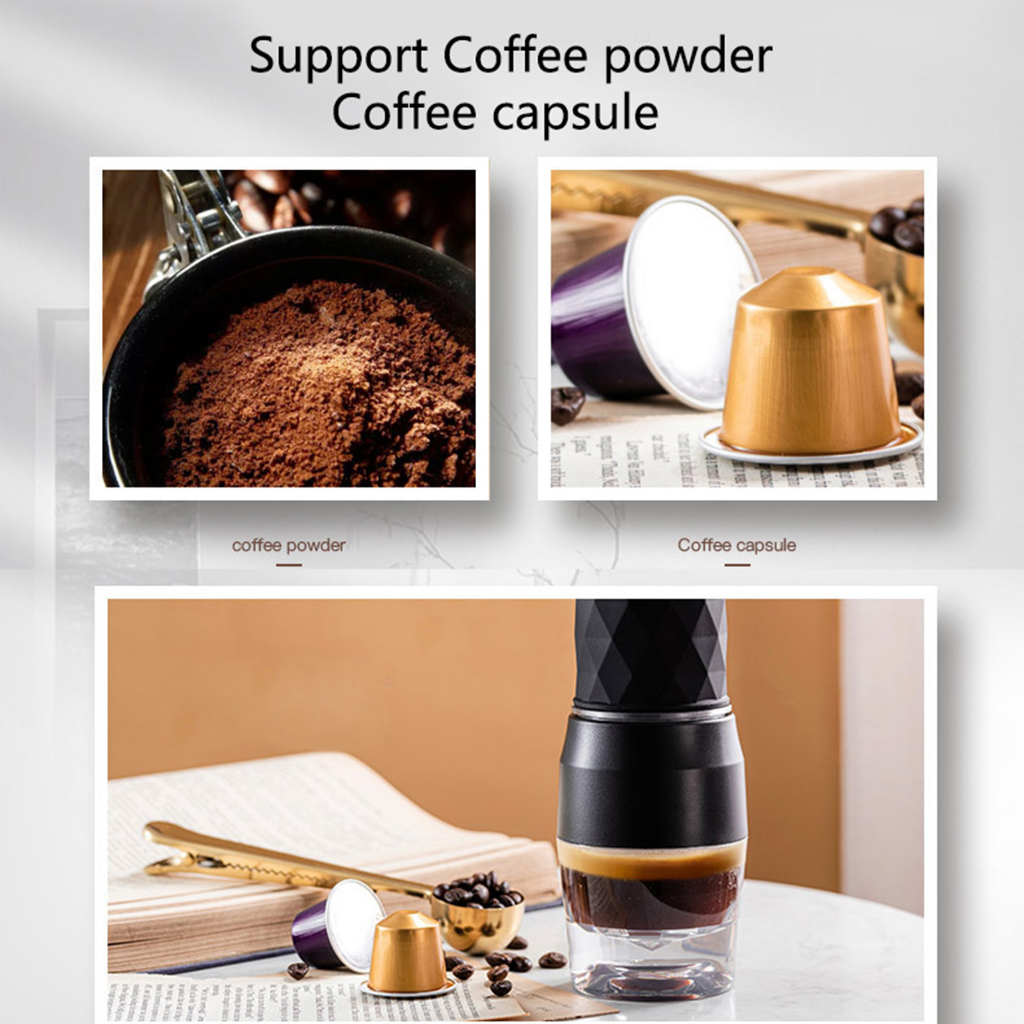 Máy pha cà phê espresso shamjina 120ml mini bằng tay màu trắng tiện dụng mang theo du lịch dã ngoại ngoài trời