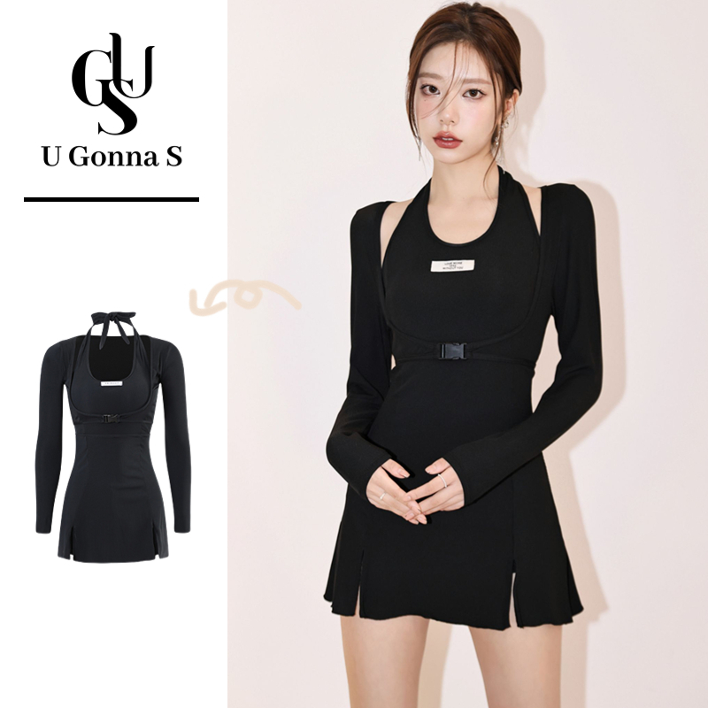 Set đồ bơi bikini U GONNA S ba mảnh tay dài có miếng đệm ngực thời trang Hàn Quốc thể thao co giãn quyến rũ 2023 cho nữ