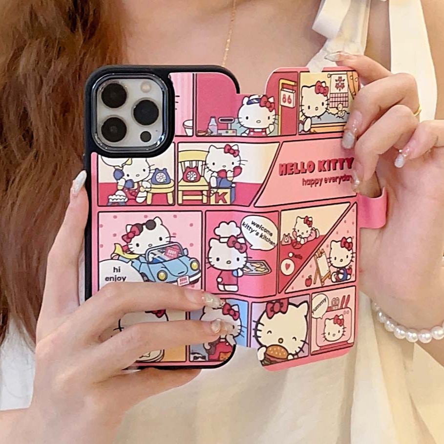 Bao Da Điện Thoại Nắp Lật Hình Hello Kitty Dễ Thương Cho iPhone 14PROMAX 12PROMAX 11 13PROMAX 14 14PRO Ốp
