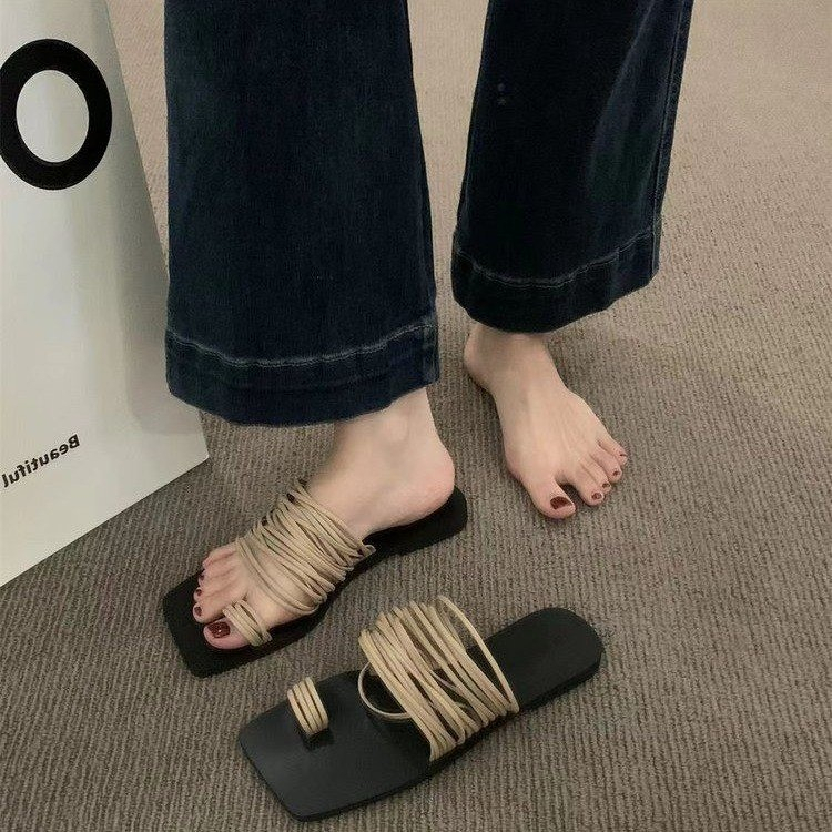 Dép Sandal Mũi Vuông Đế Bằng Có Size Lớn 35-40 Thời Trang Dành Cho Nữ