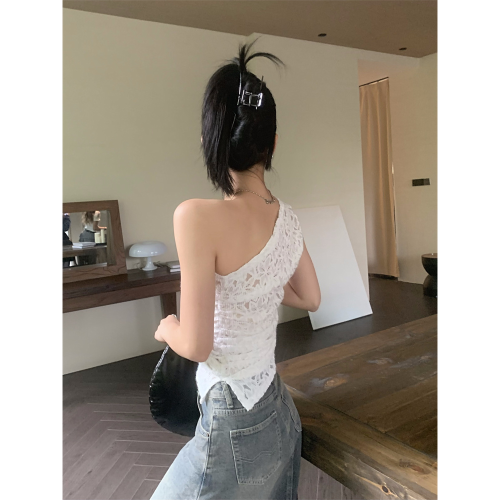 Áo Ren Ngắn Trễ Vai Dây Rút Gợi Cảm Cho Nữ