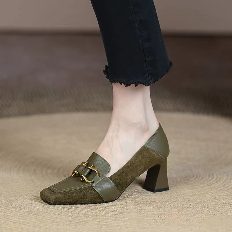Giày Cao Gót Mũi Vuông Thời Trang Dành Cho Nữ / Size 35-39