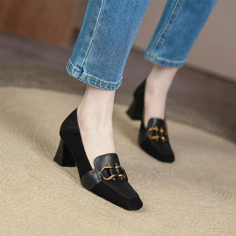 Giày Cao Gót Mũi Vuông Thời Trang Dành Cho Nữ / Size 35-39