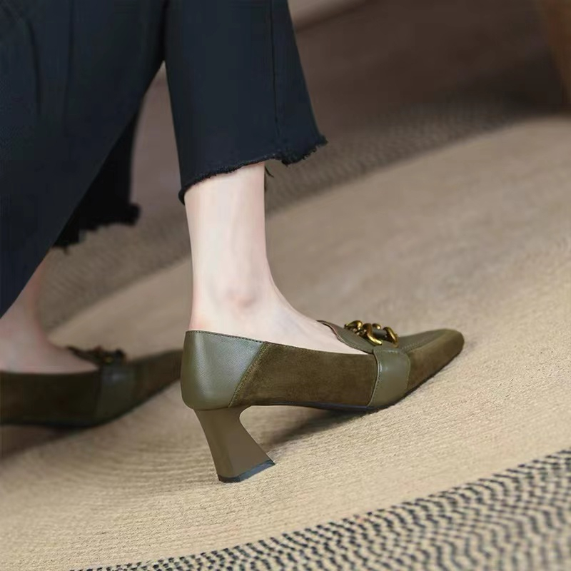 Giày Cao Gót Mũi Vuông Thời Trang Dành Cho Nữ / Size 35-39