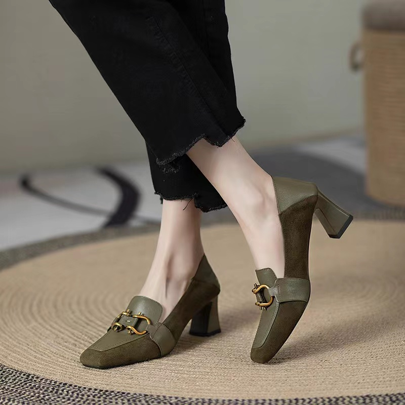 Giày Cao Gót Mũi Vuông Thời Trang Dành Cho Nữ / Size 35-39
