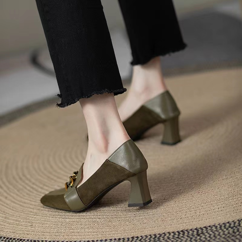 Giày Cao Gót Mũi Vuông Thời Trang Dành Cho Nữ / Size 35-39
