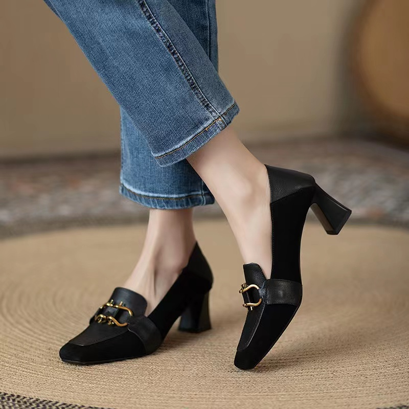 Giày Cao Gót Mũi Vuông Thời Trang Dành Cho Nữ / Size 35-39
