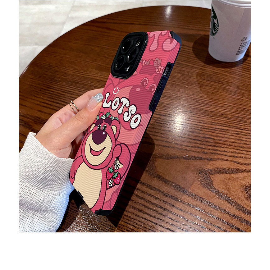 Ốp Điện Thoại Da Chống Sốc Hình Gấu Lotso Cho iPhone 7 8 7 plus 8 plus xr xs max 11 promax 12 pro max 13 pro max 14 pro max 14plus
