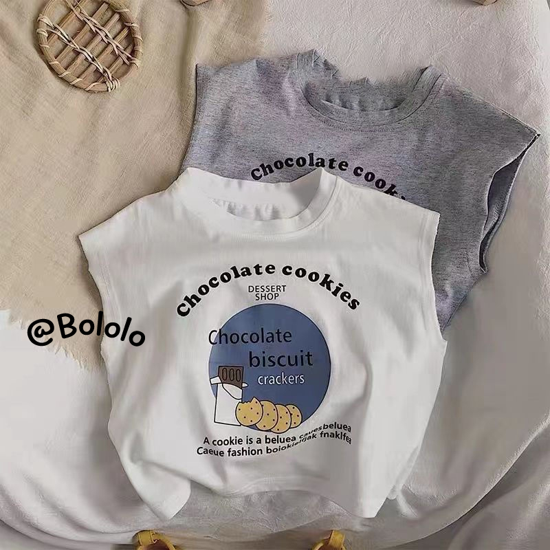 Bololo Áo Thun Sát Nách Vải cotton Mỏng Thoáng Khí Phong Cách Hàn Quốc Cho Bé