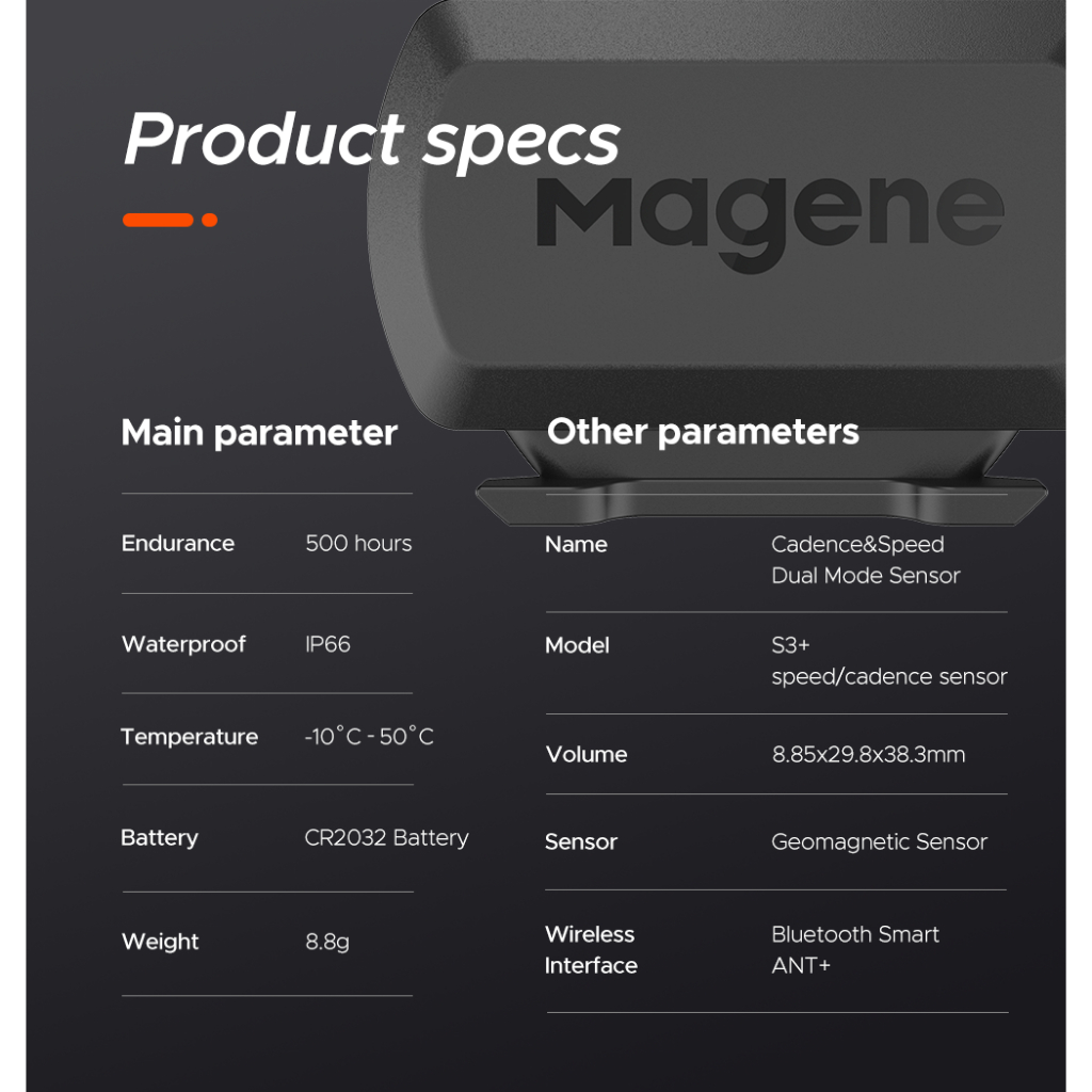 Cảm biến tốc độ Magene S3 + cho máy tính garmin sport bryton dual bike zwift