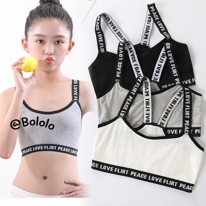 Bololo Áo Ngực Thể Thao Hai Dây Thoáng Khí In Chữ Cho Bé Gái