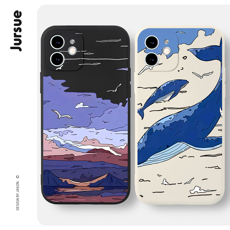 Ốp lưng JURSUE cặp đôi dễ thương đẹp mềm Cho iPhone 15 14 13 12 11 Pro Max SE 2020 X XR XS 8 7 ip 6S 6 Plus kute XYH1497