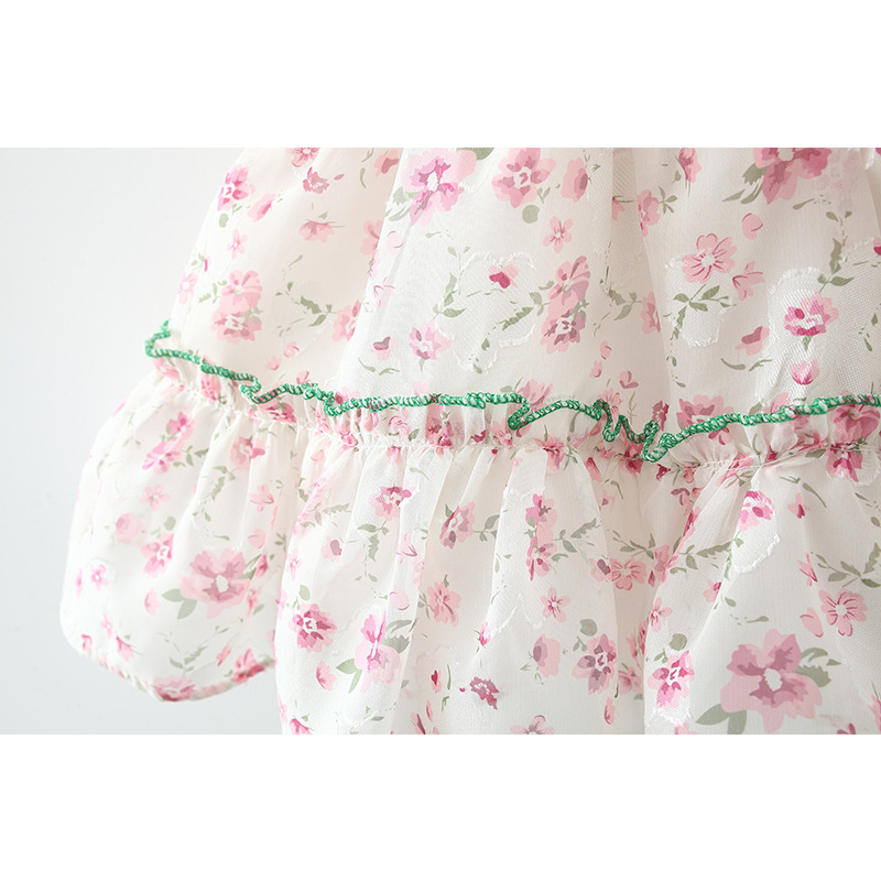 Đầm Chiffon Tay Ngắn Phồng Dáng Rộng Dễ Thương Thời Trang Mùa Hè Cho Bé Gái 1-3 Tuổi