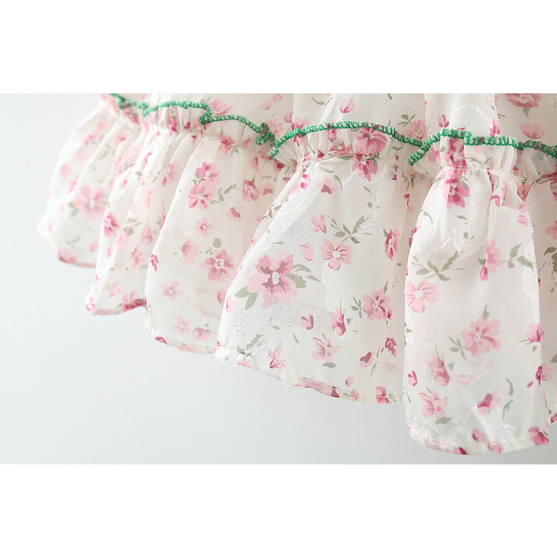 Đầm Chiffon Tay Ngắn Phồng Dáng Rộng Dễ Thương Thời Trang Mùa Hè Cho Bé Gái 1-3 Tuổi