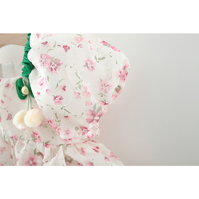 Đầm Chiffon Tay Ngắn Phồng Dáng Rộng Dễ Thương Thời Trang Mùa Hè Cho Bé Gái 1-3 Tuổi