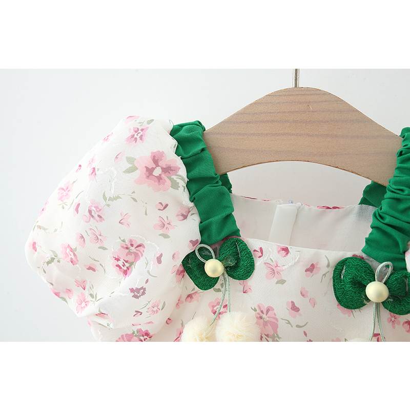 Đầm Chiffon Tay Ngắn Phồng Dáng Rộng Dễ Thương Thời Trang Mùa Hè Cho Bé Gái 1-3 Tuổi