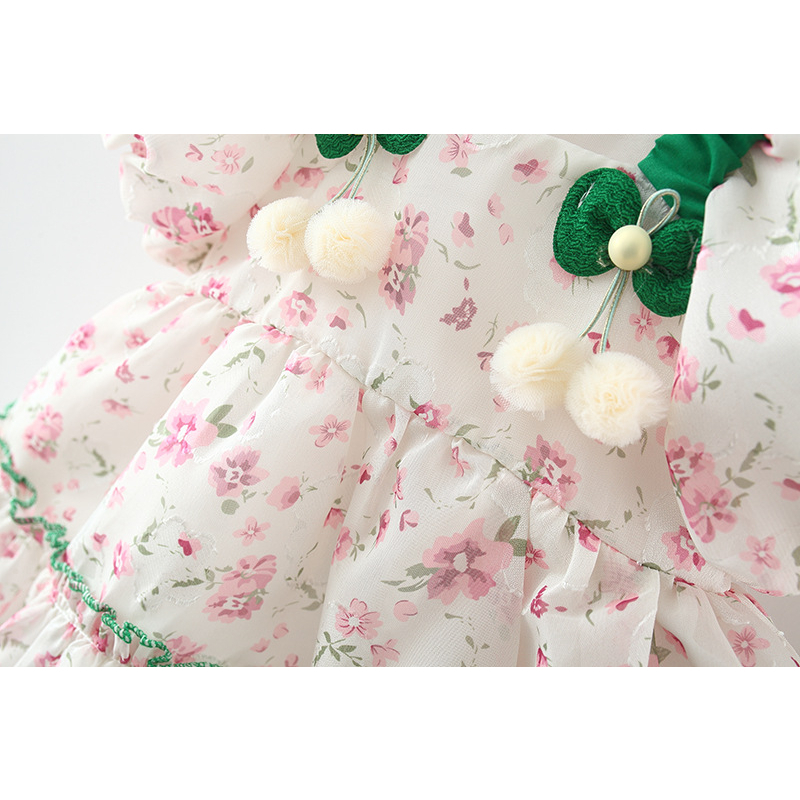 Đầm Chiffon Tay Ngắn Phồng Dáng Rộng Dễ Thương Thời Trang Mùa Hè Cho Bé Gái 1-3 Tuổi