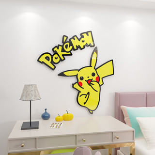 Anime Nhật Bản Pikachu Dán Tường Pha Lê Ba Chiều 3D Dán Tường Acrylic Giấy Dán Tường Bảo Vệ Môi Trường Phòng Trẻ Em Trang Trí Hoạt Hình Dán Tường