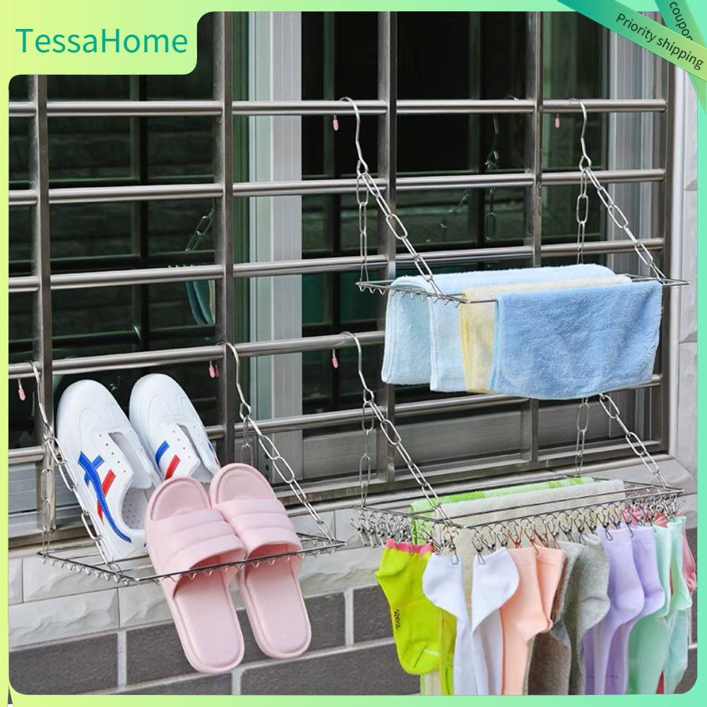 Giặt Phơi Inox Đa Năng Treo Bạc Quần Áo Giá Khăn Tất TESSAHOME