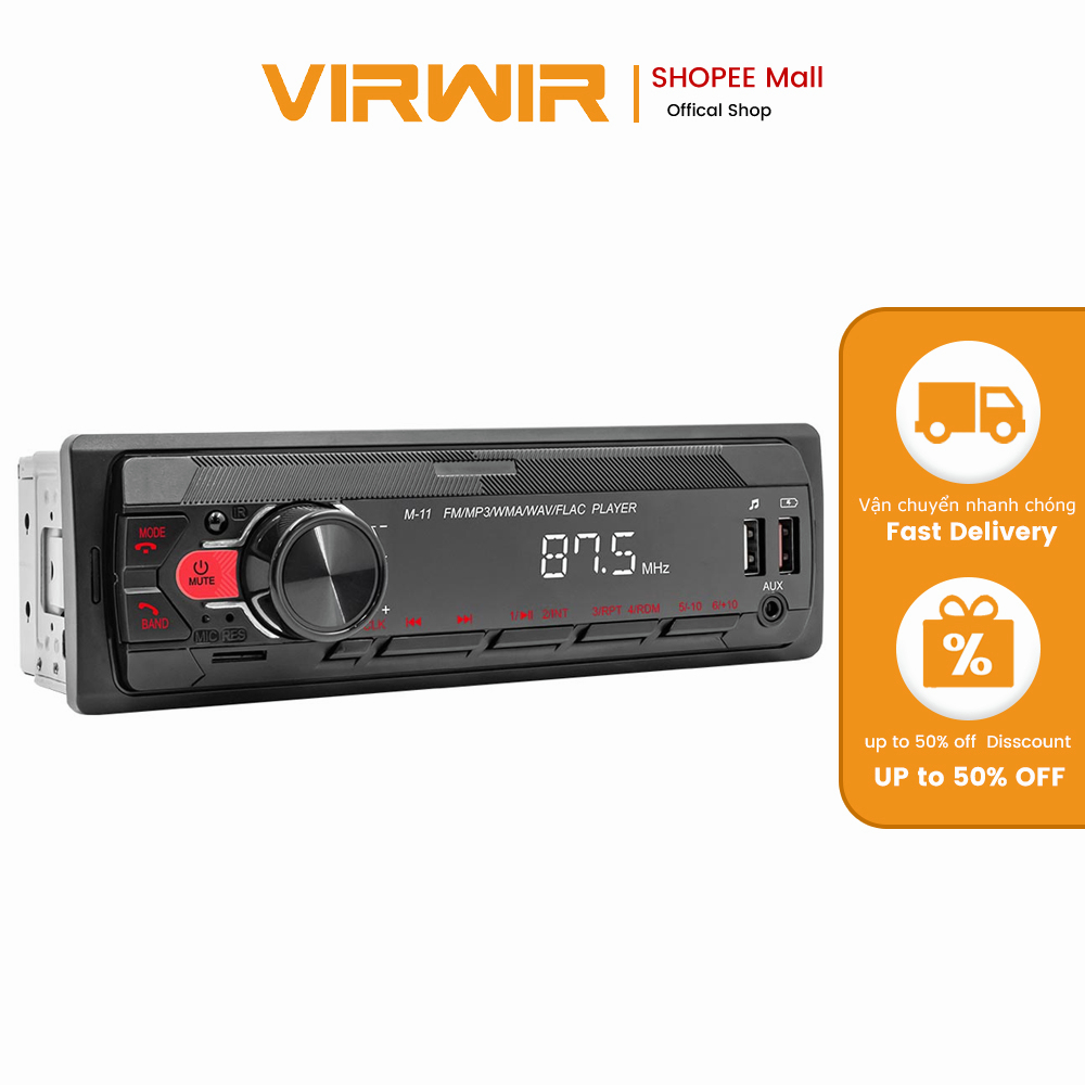 Máy phát nhạc VIRWIR MP3 FM Aux bluetooth đầu vào thích hợp cho xe hơi
