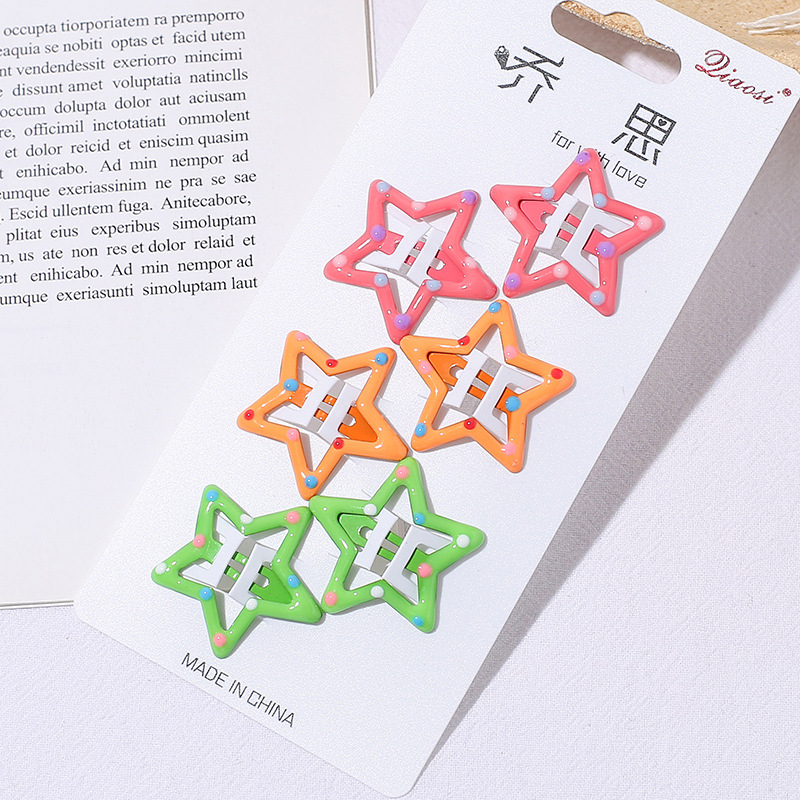 Kẹp Tóc Kim Loại Hình Ngôi Sao / Chấm Bi Nhiều Màu Sắc Ngọt Ngào Dễ Thương Cho Bé Gái
