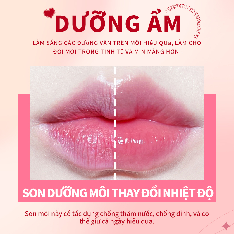 Son Môi Dưỡng Ẩm Lâu Trôi Chống Thấm Nước Thay Đổi Màu KIMUSE 3 Màu Tùy Chọn