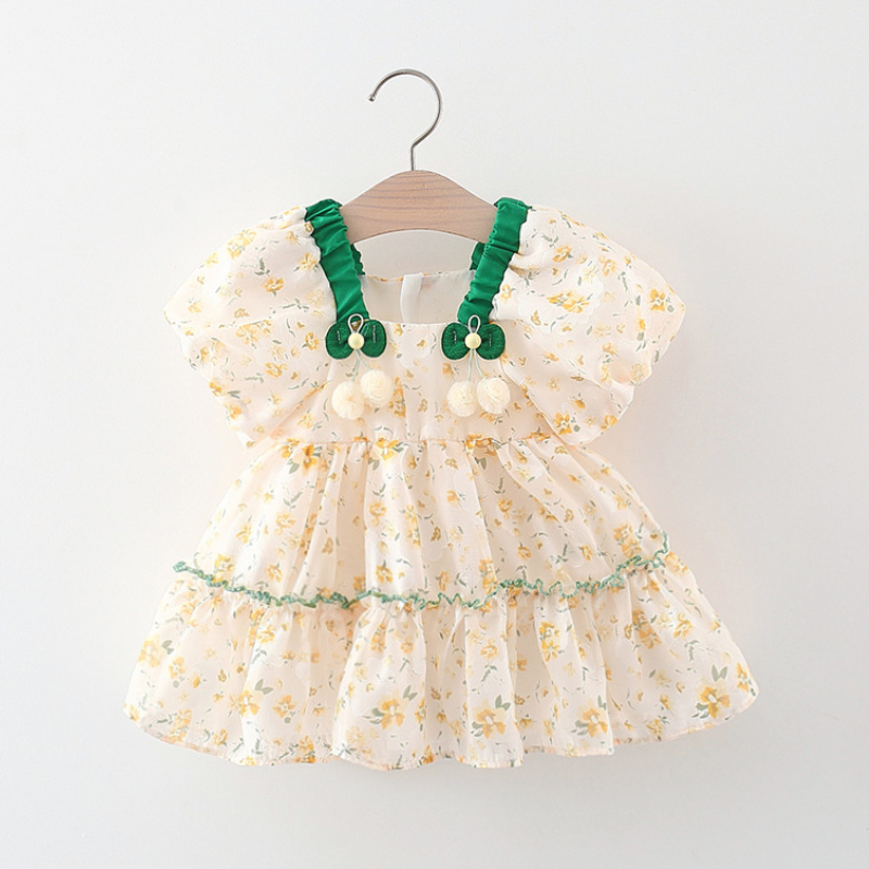 Đầm Công Chúa Xếp Tầng Cổ Vuông Dễ Thương Thời Trang Mùa Hè Cho Bé Sơ Sinh