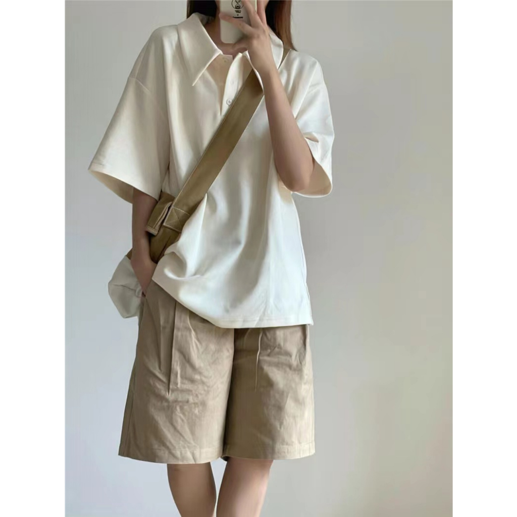 COZOK Set Áo polo Ngắn Tay Và Chân Váy Xếp Ly Phong Cách Nữ Tính