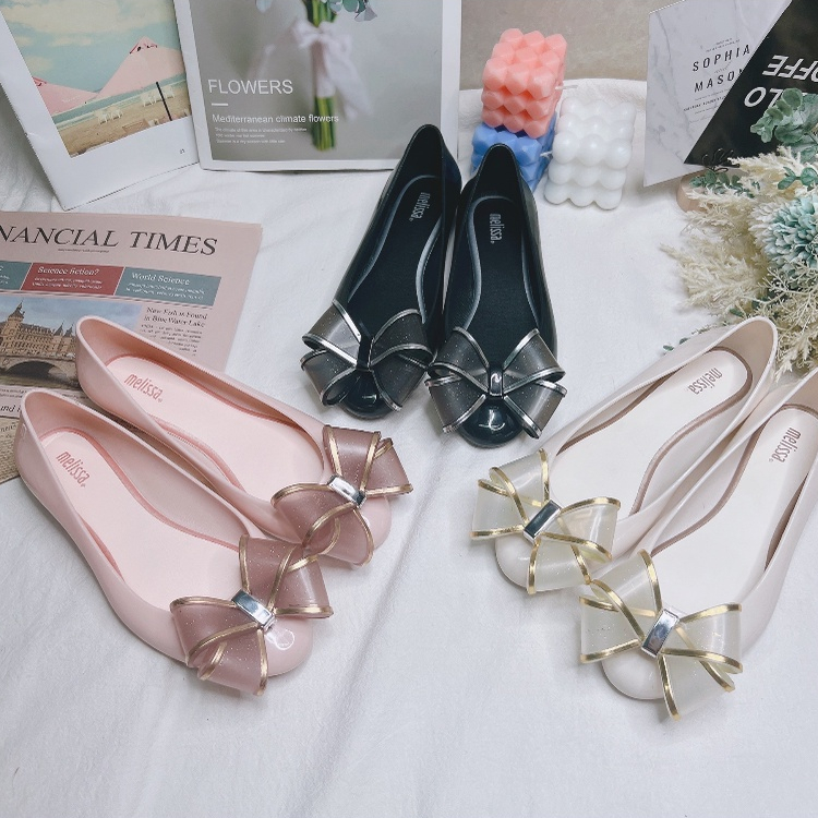 Melissa Xăng đan Nhựa Dẻo Đính Nơ Kim Loại Đa Năng Thời Trang Đi Biển Mùa Hè Cho Nữ