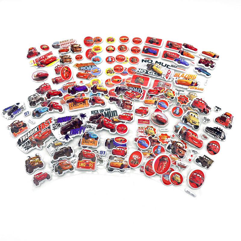 Bộ 12 Tấm Sticker Dán Xe Hơi 3D Mcqueen Bằng PVC Không Gây Hại Cho Trẻ Em