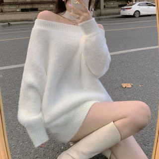 COZOK One Áo sweater Dệt Kim Tay Dài Trễ Vai Quyến Rũ Cho Nữ