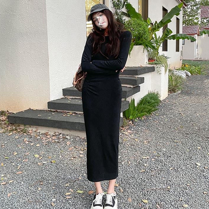 COZOK Đầm Dài Tay Thiết Kế Mỏng Kiểu Dáng Đơn Giản Thời Trang