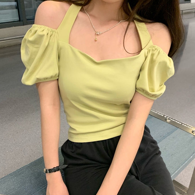 COZOK Áo Trễ Vai Tay Phồng Thiết Kế Quyến Rũ Cho Nữ