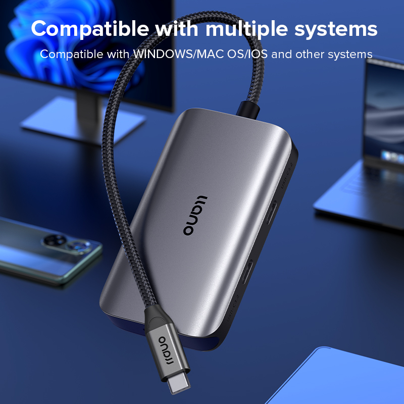 Hub Chia Cổng USB 3.2 Type-c 3.2 10Gbps Tốc Độ Cao 100w Cho Lightning 3 / 4 Huawei Notebook Tablet