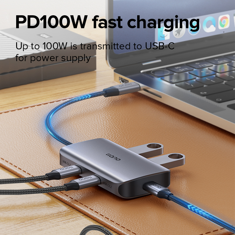 Hub Chia Cổng USB 3.2 Type-c 3.2 10Gbps Tốc Độ Cao 100w Cho Lightning 3 / 4 Huawei Notebook Tablet