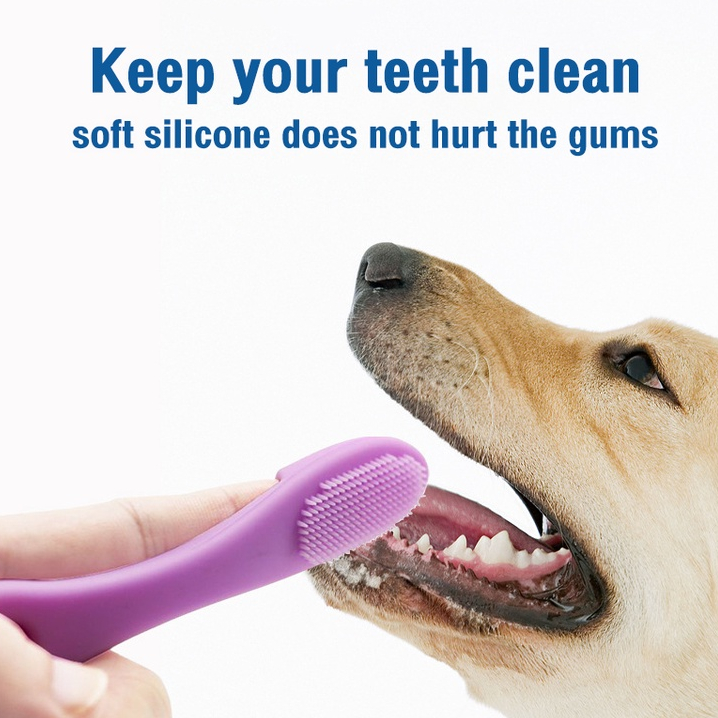 DORRIKEY Bàn chải đánh răng bằng silicone mềm cho chó mèo Đa chức năng LI0527