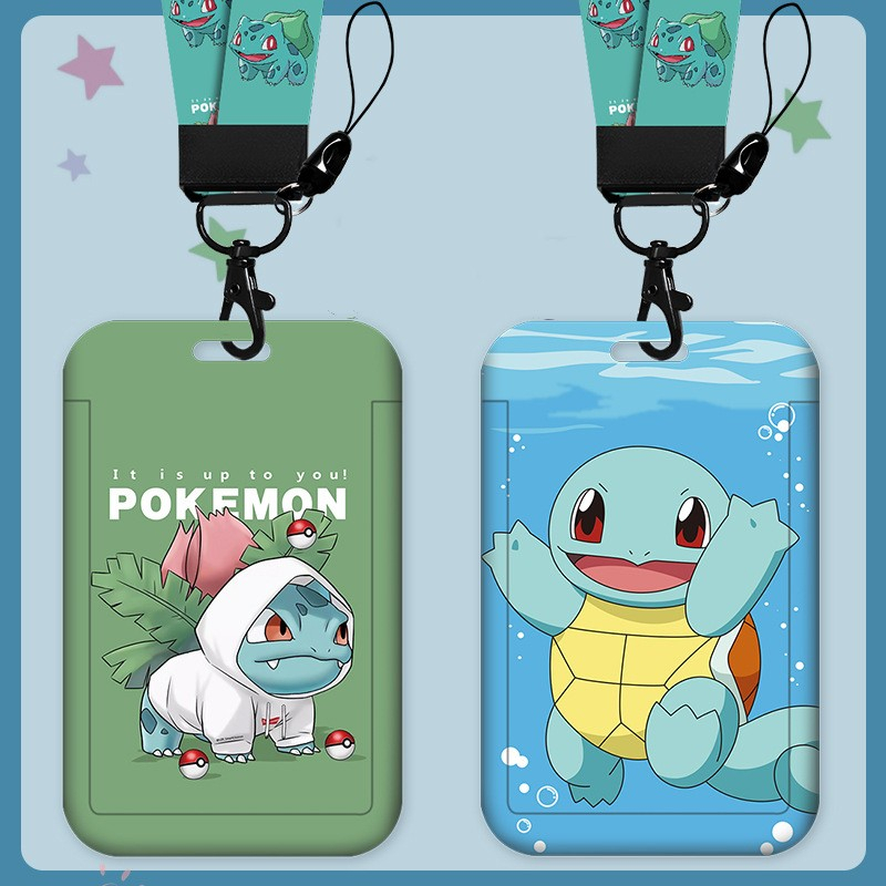 Ví Đựng Thẻ ID Kèm Dây Đeo Cổ In Hình Pokemon Pikachu Dễ Thương