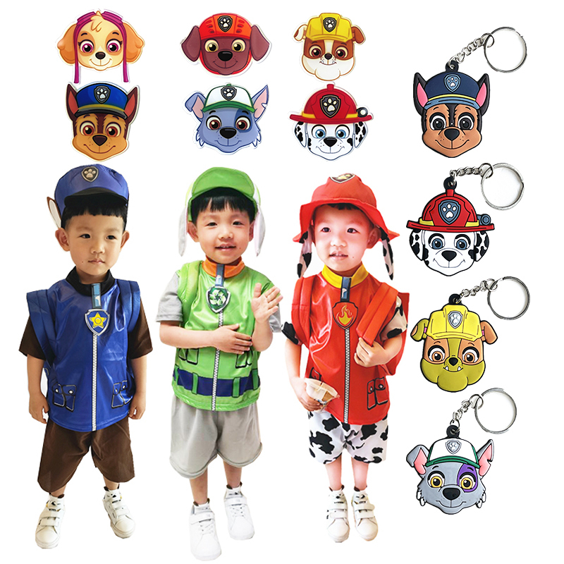 Summer Paw Patrol Short Sleeves Trang phục Cosplay Chase Marshall Sky Túi sách Trâm cài đặt sinh nhật Halloween cho trẻ em
