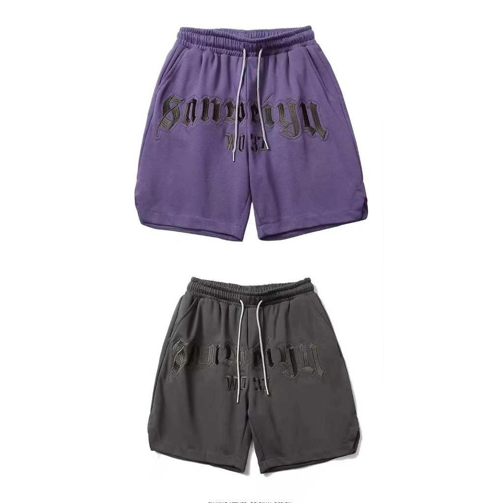 Quần Short Thể Thao Ống Rộng Thêu Chữ Phong Cách hip hop Đường Phố Cho Nam