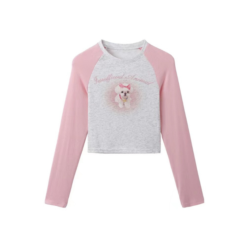 COZOK Áo Thun Raglan Tay Lửng Dáng Ôm In Họa Tiết Thời Trang